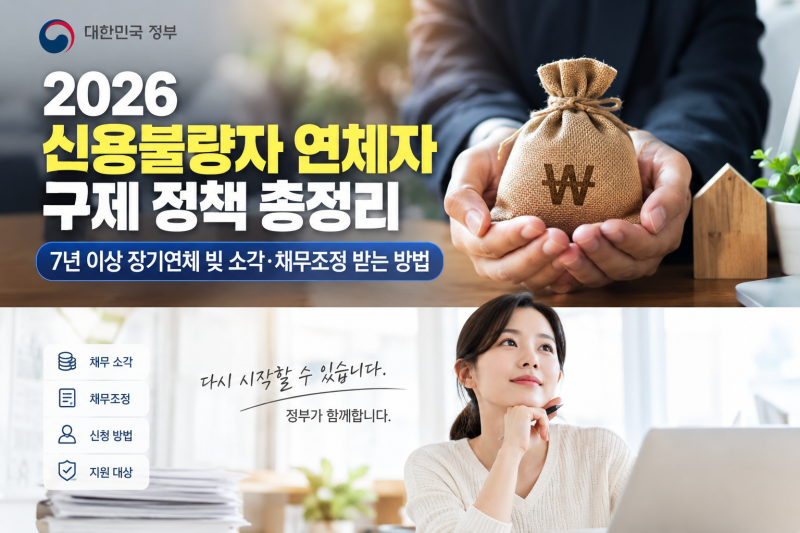 2026 신용불량자 연체자 구제 정책 총정리｜7년 이상 장기연체 빚 소각·채무조정 받는 방법