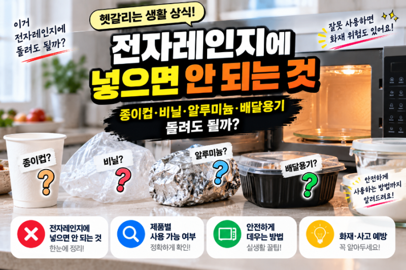 전자레인지에 넣으면 안 되는 것｜종이컵·비닐·알루미늄·배달용기 돌려도 될까?
