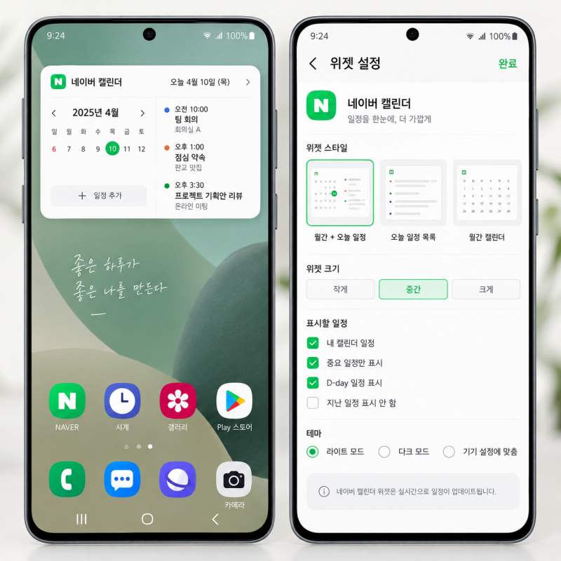 네이버 캘린더 위젯 설정법 아이폰 갤럭시 추가 및 동기화 오류 해결