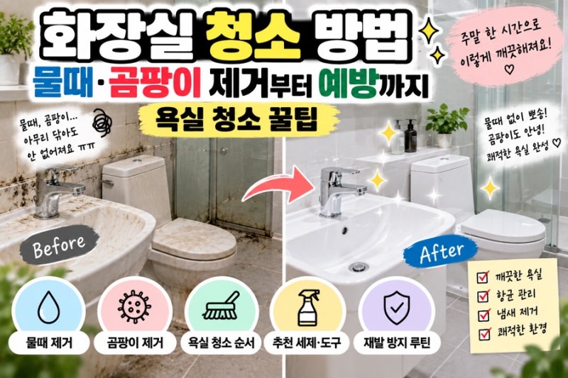 화장실 청소 방법｜물때·곰팡이 제거부터 예방까지 욕실 청소 꿀팁