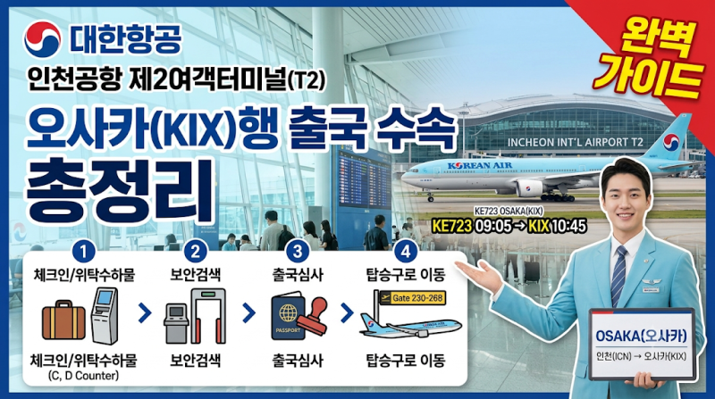 인천공항 대한항공 오사카 노선 제2여객터미널(T2) 출국 수속 총정리