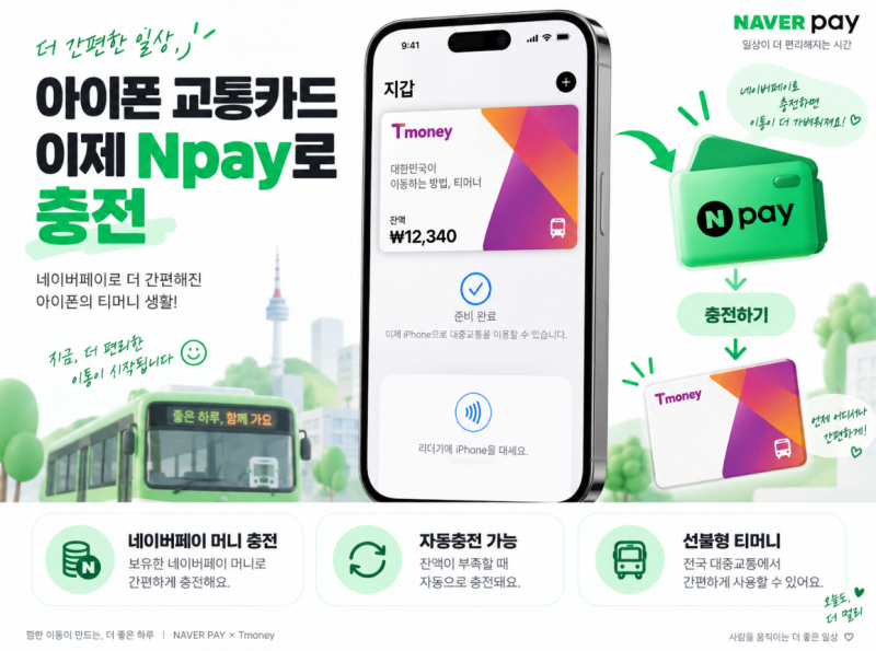 아이폰 교통카드 이제 Npay로 충전｜현대카드 없어도 티머니 쓰는 방법