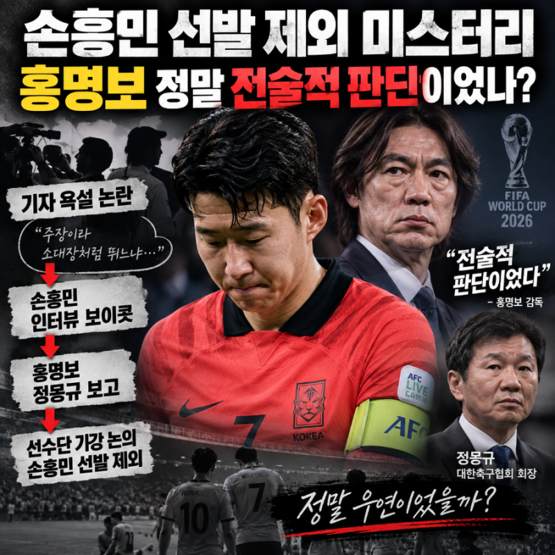 손흥민 선발 제외 미스터리, 홍명보 정말 전술적 판단이었나