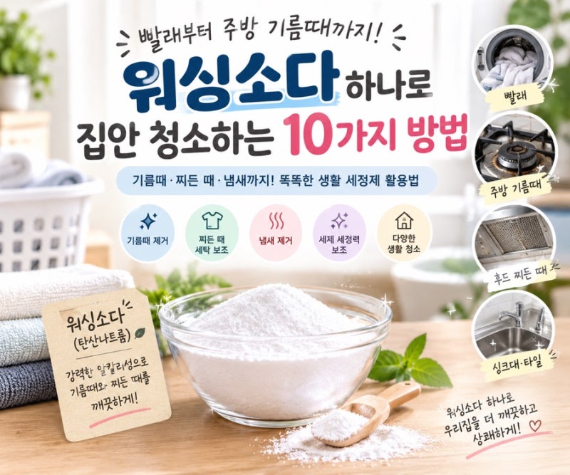 워싱소다 하나로 집안 청소하는 10가지 방법