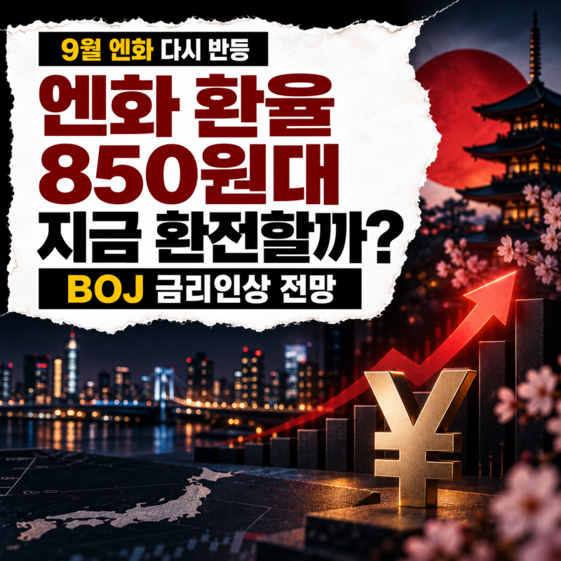 엔화 환율 850원대 지금 환전할까? 2% 급등한 이유와 9월 BOJ 금리인상 전망