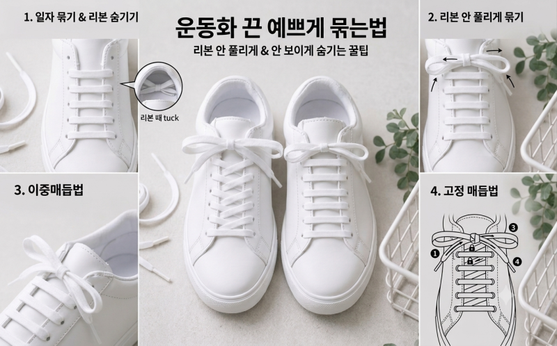 운동화 끈 예쁘게 묶는법: 리본 안 풀리게 묶기 및 안 보이게 숨기는 꿀팁