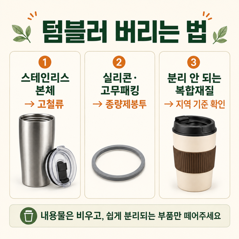 텀블러 버리는 법, 스테인리스부터 뚜껑·고무패킹까지