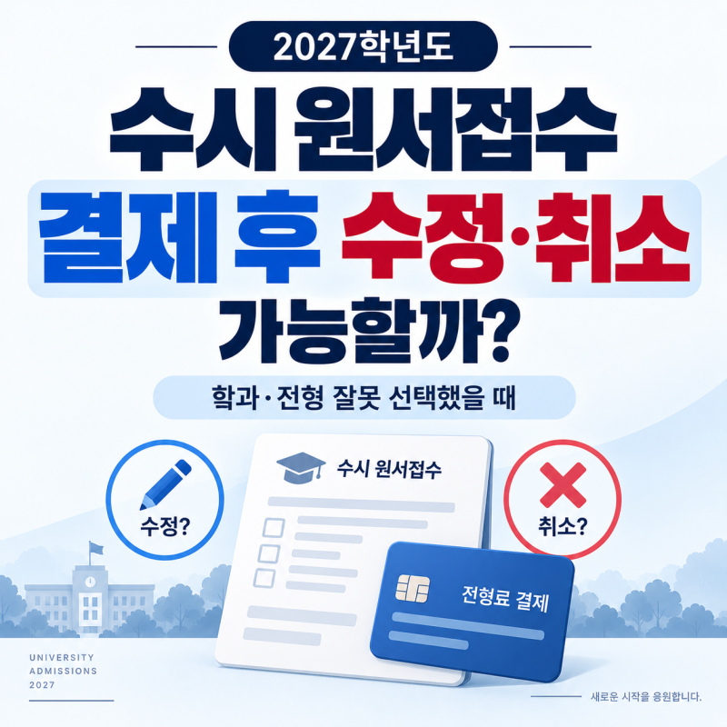 2027 수시 원서접수 결제 후 수정 가능할까｜학과·전형 변경·취소 여부