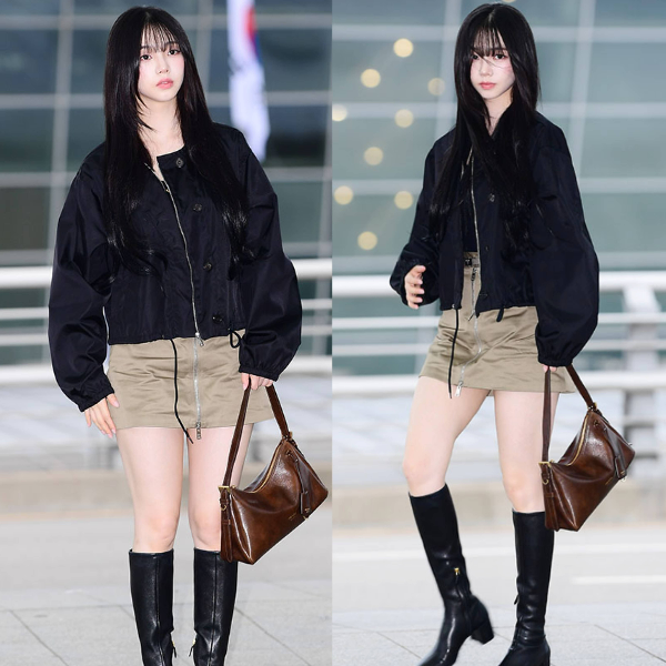 화려한 명품 로고인 줄 알았는데, 알고 보니 '지퍼 하나'로 시선 싹 쓸어간 카리나의 진짜 현....