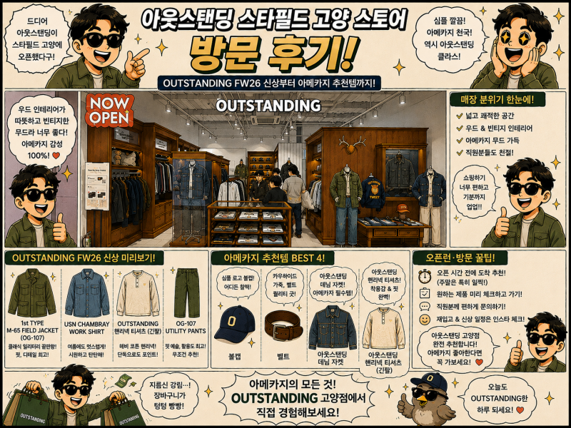 아웃스탠딩 스타필드 고양 스토어 방문 후기｜OUTSTANDING FW26 신상부터 아메카지 추천 템까지