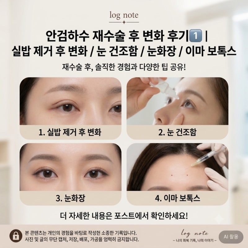 안검하수 재수술 후 변화 후기1️⃣ | 실밥 제거 후 변화 / 눈 건조함 / 눈화장 / 이마 보톡스