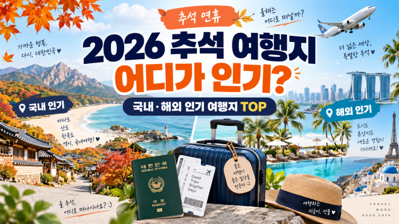 2026 추석 여행지 어디가 인기?｜국내·해외 인기 여행지 TOP