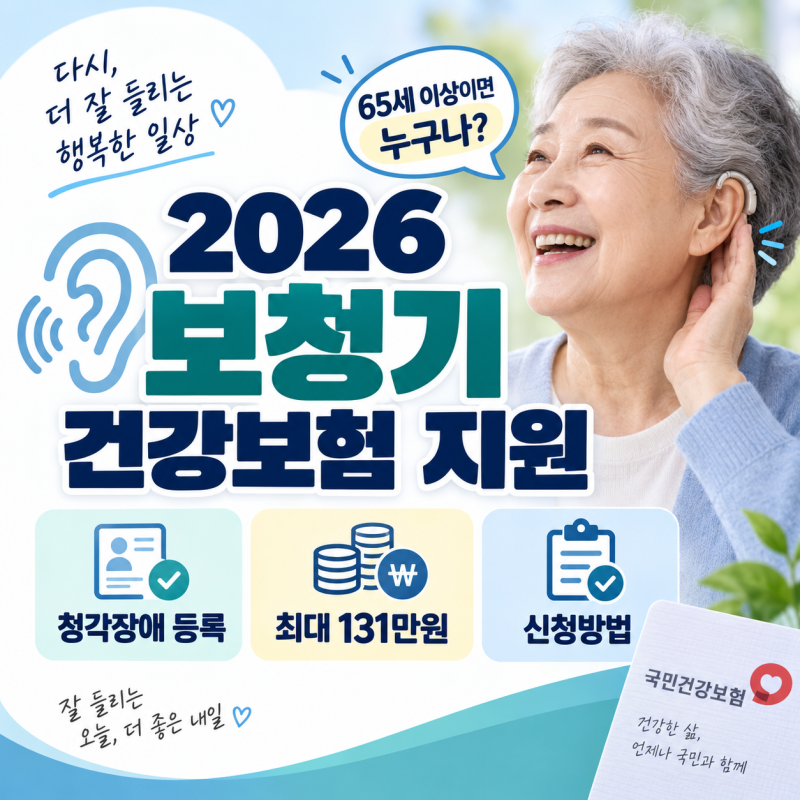 2026 보청기 건강보험 지원 총정리｜65세 이상이면 누구나? 청각장애 등록·최대 131만원·신청....