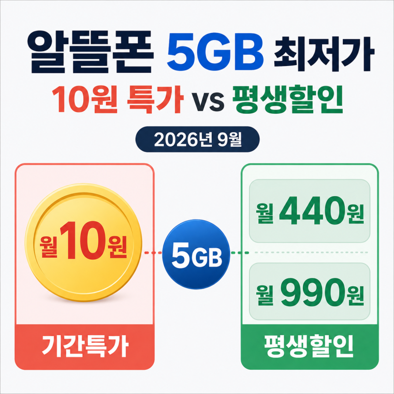 알뜰폰 5GB 최저가, 단기 특가와 평생할인으로 나눠봤어요