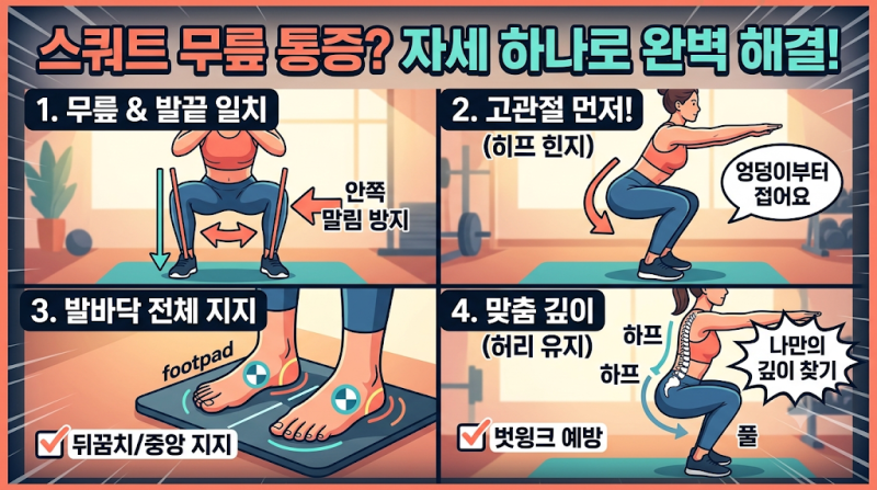 스쿼트 무릎 통증, 자세 바꾸고 통증 싹 사라진 핵심 포인트