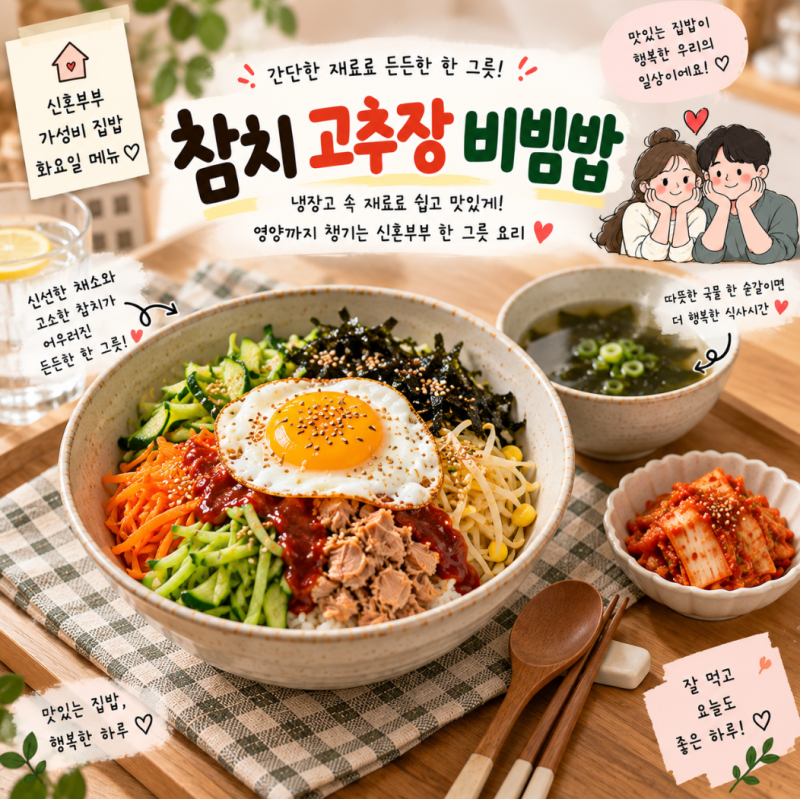 참치 비빔밥 +계란후라이｜참치캔으로 만드는 간단한 저녁메뉴