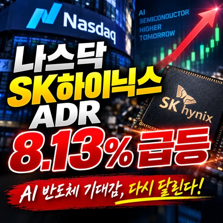 나스닥 SK하이닉스ADR 8.14% 급등, 월요일 국내 반도체 관련주 오를까?