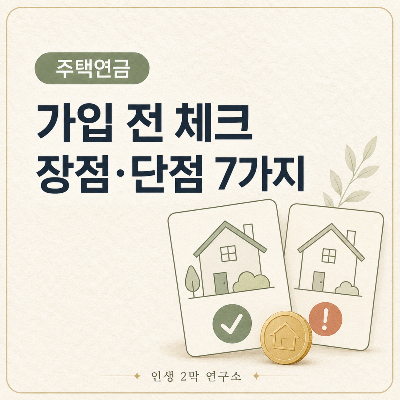 주택연금 장단점, 가입 전 꼭 확인할 7가지