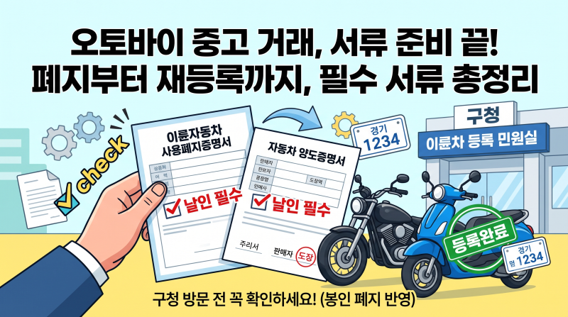 오토바이 양도 증명서,폐지증명서 OKㅣ오토바이 중고 거래 서류 완벽 가이드(서류파일3종)