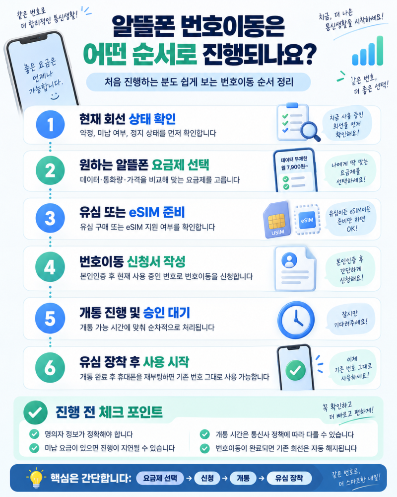 알뜰폰 번호이동은 어떤 순서로 진행되나요?