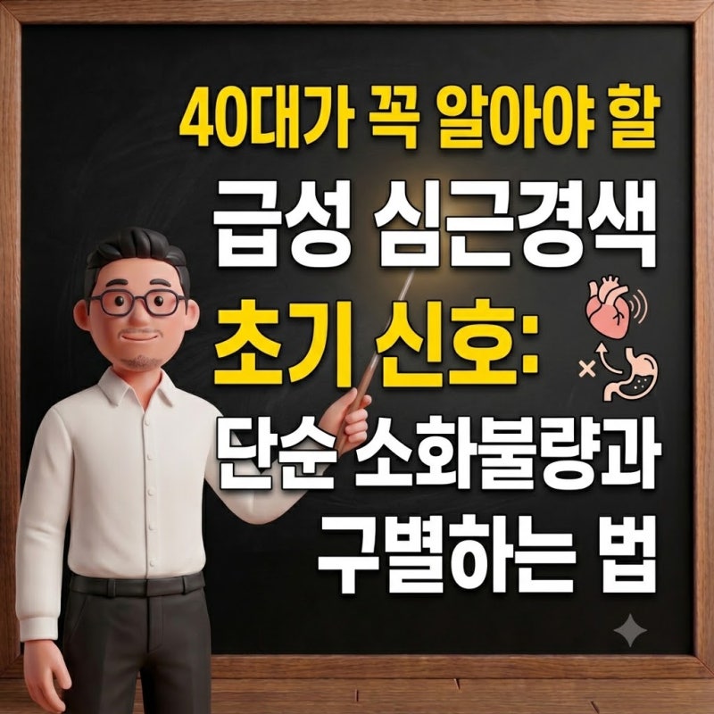 40대가 꼭 알아야 할 급성 심근경색 초기 신호: 단순 소화불량과 구별하는 법