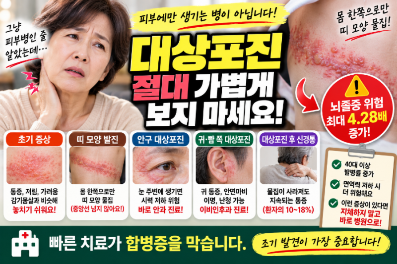 대상포진 가볍게 보면 안 되는 이유 - 뇌졸중 위험까지