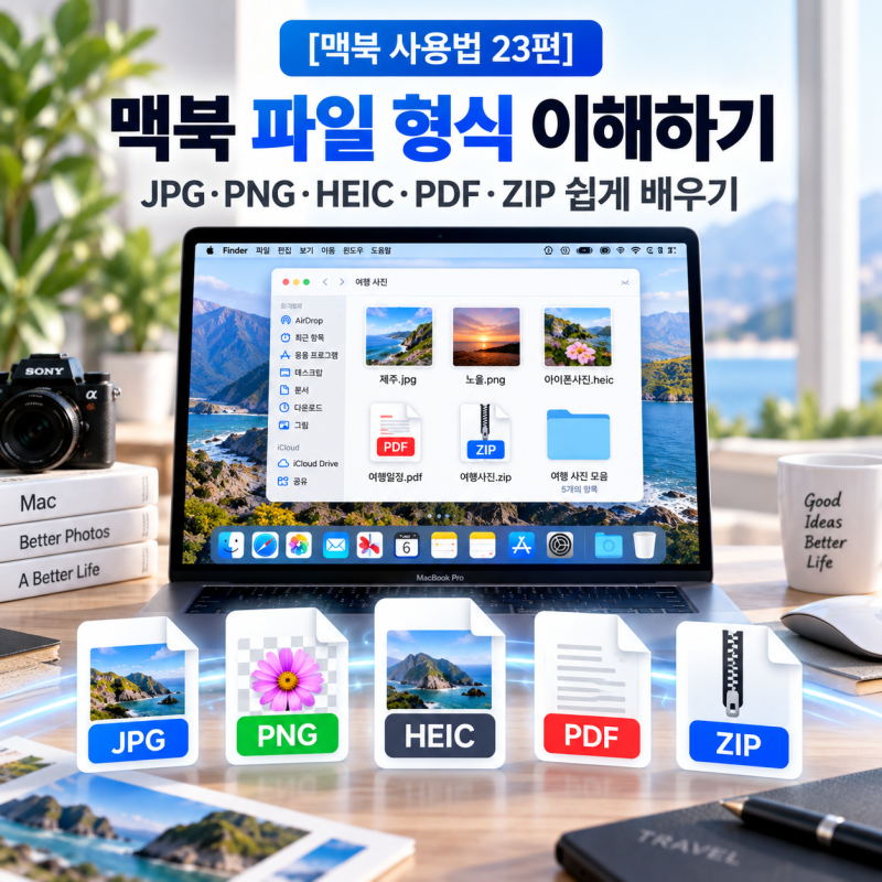 [맥북 사용법 23편] 맥북 파일 형식 이해하기 - JPG · PNG · HEIC · PDF · ZIP 쉽게 배우기