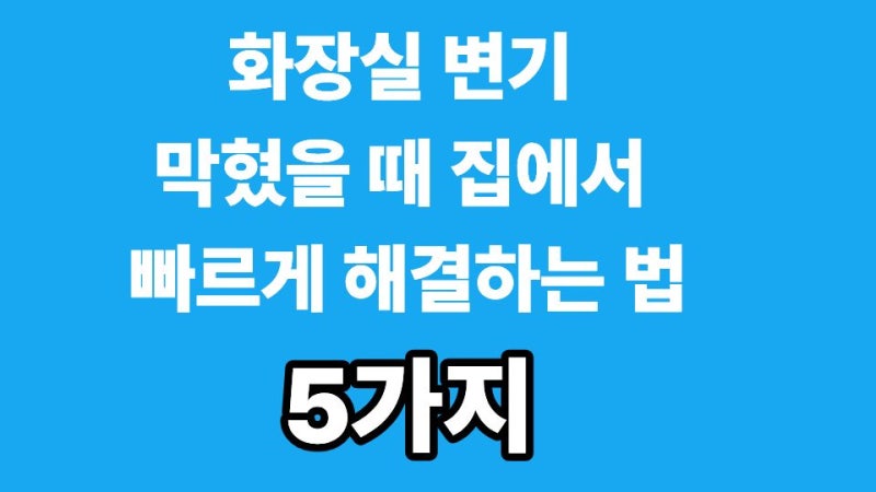 화장실 변기 막혔을 때 집에서 빠르게 해결하는 법 5가지