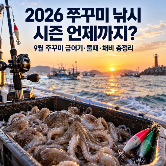2026 쭈꾸미 낚시 시즌 언제까지? 9월 주꾸미 금어기·물때·채비 총정리