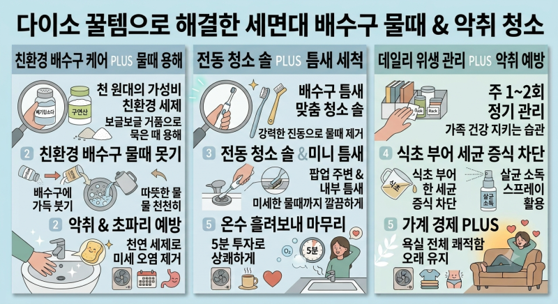 다이소 꿀템으로 해결한 세면대 팝업 물때 및 머리카락 청소