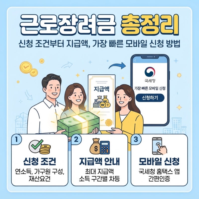 근로장려금 신청 조건부터 지급액, 가장 빠른 모바일 신청 방법 총정리
