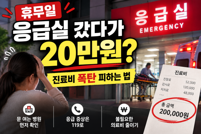 휴무일 응급실 갔다가 20만원? 진료비 폭탄 피하는 법