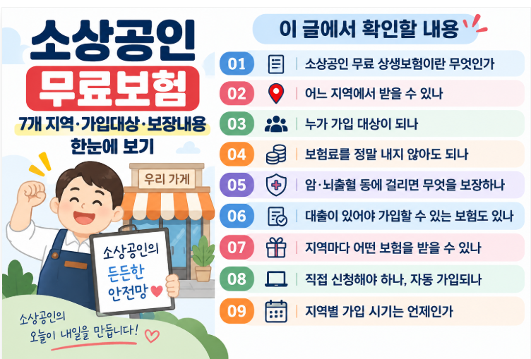 소상공인 무료 보험 9월부터 시작｜우리 지역도 보험료 없이 가입할 수 있을까?