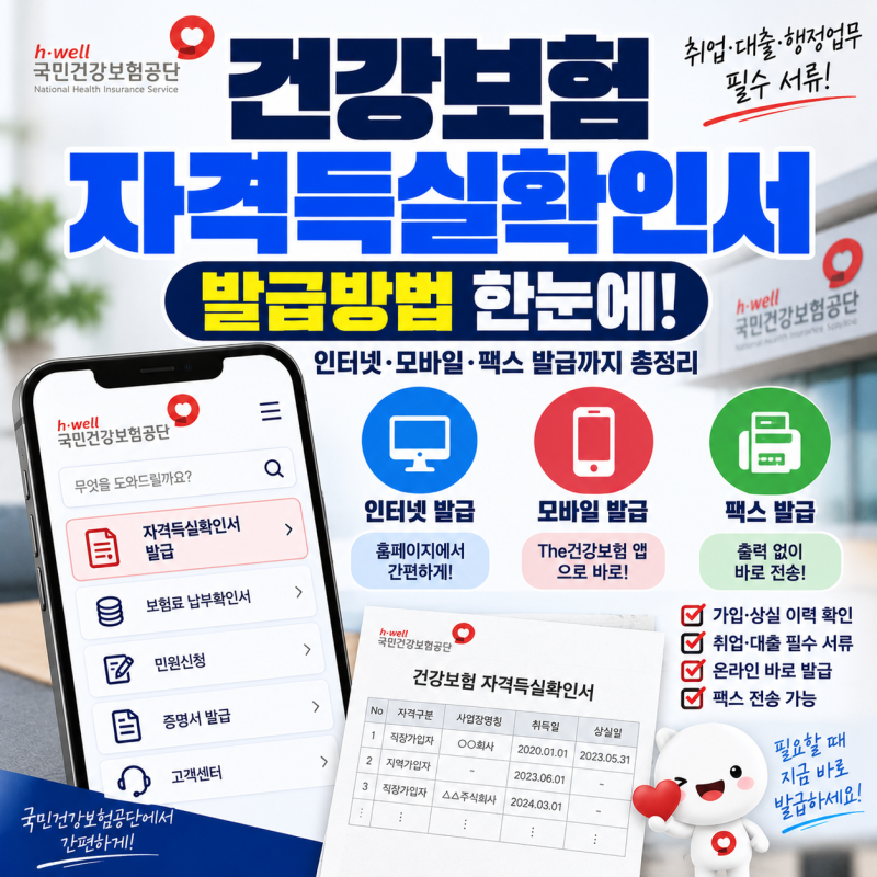 건강보험 자격득실확인서 발급방법｜인터넷·모바일·팩스 발급
