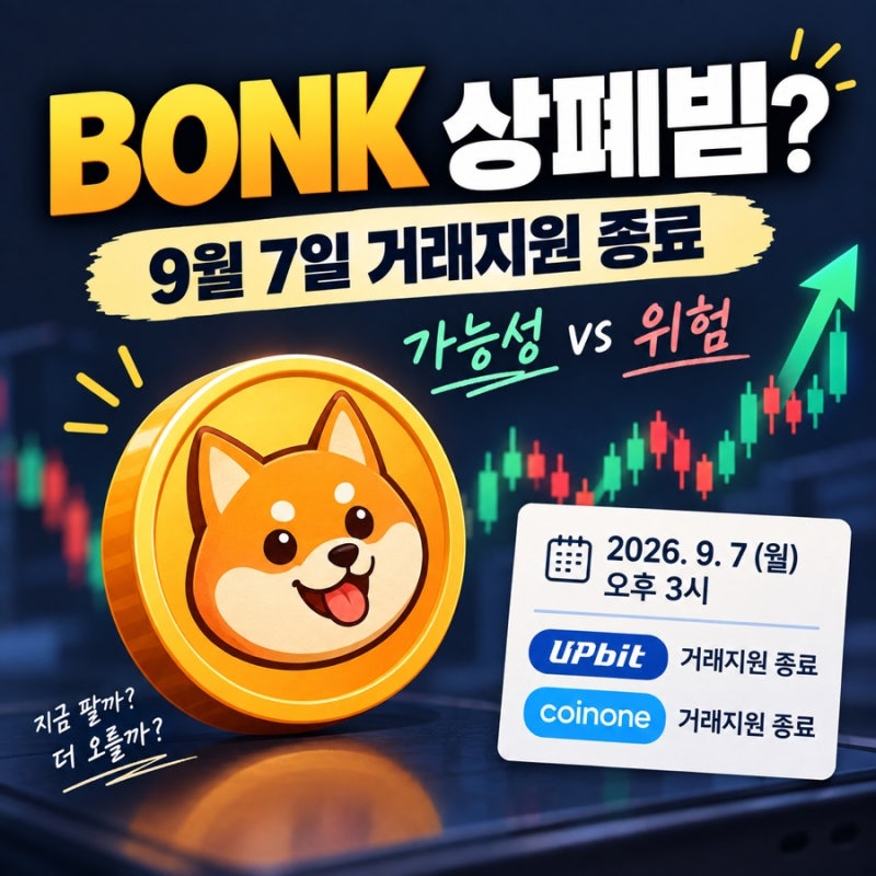 밈코인 알트코인 BONK 봉크 상폐? 9월 7일 거래종료와 상폐빔 가능성 정리