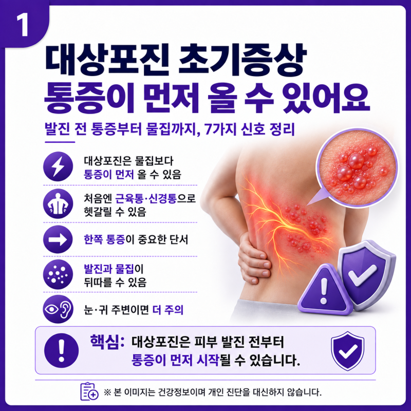 대상포진 초기증상, 피부 발진 전에도 통증이 먼저 생길까? 7가지 신호 총정리
