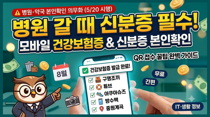 병원 신분증 깜빡했을 때! 모바일 건강보험증 스마트폰 1분 발급 방법 & QR 접수 완벽 가이드