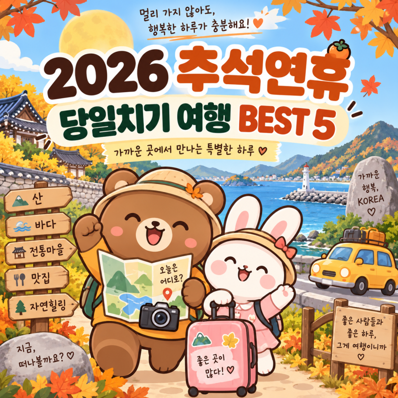2026년 추석연휴 당일치기 여행 어디로? 서울근교 가볼만한 곳 5곳 총정리