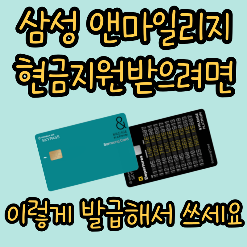 삼성카드 앤마일리지 플래티넘 현금 지원받고 사용하시려면