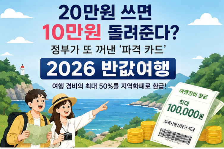 2026 반값여행 20만원 쓰고 10만원 환급 최대 14만원 돌려받기 신청방법부터 지역별 조건 알아....