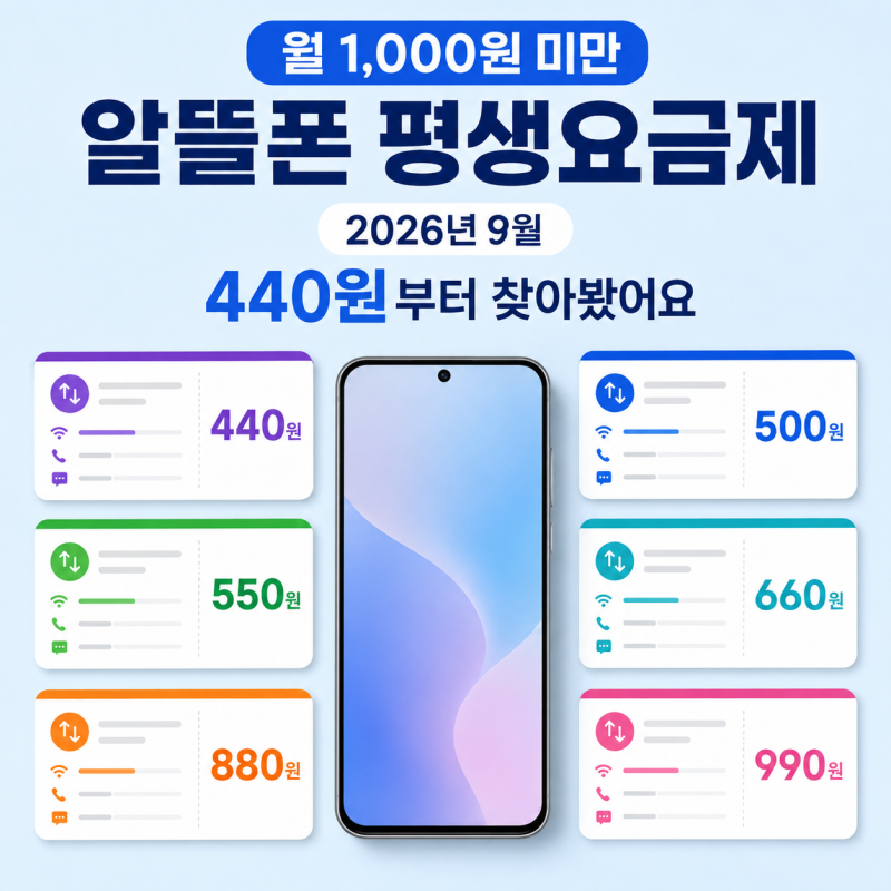 월 1,000원 미만 알뜰폰 평생요금제, 2026년 9월 어디까지 있을까?