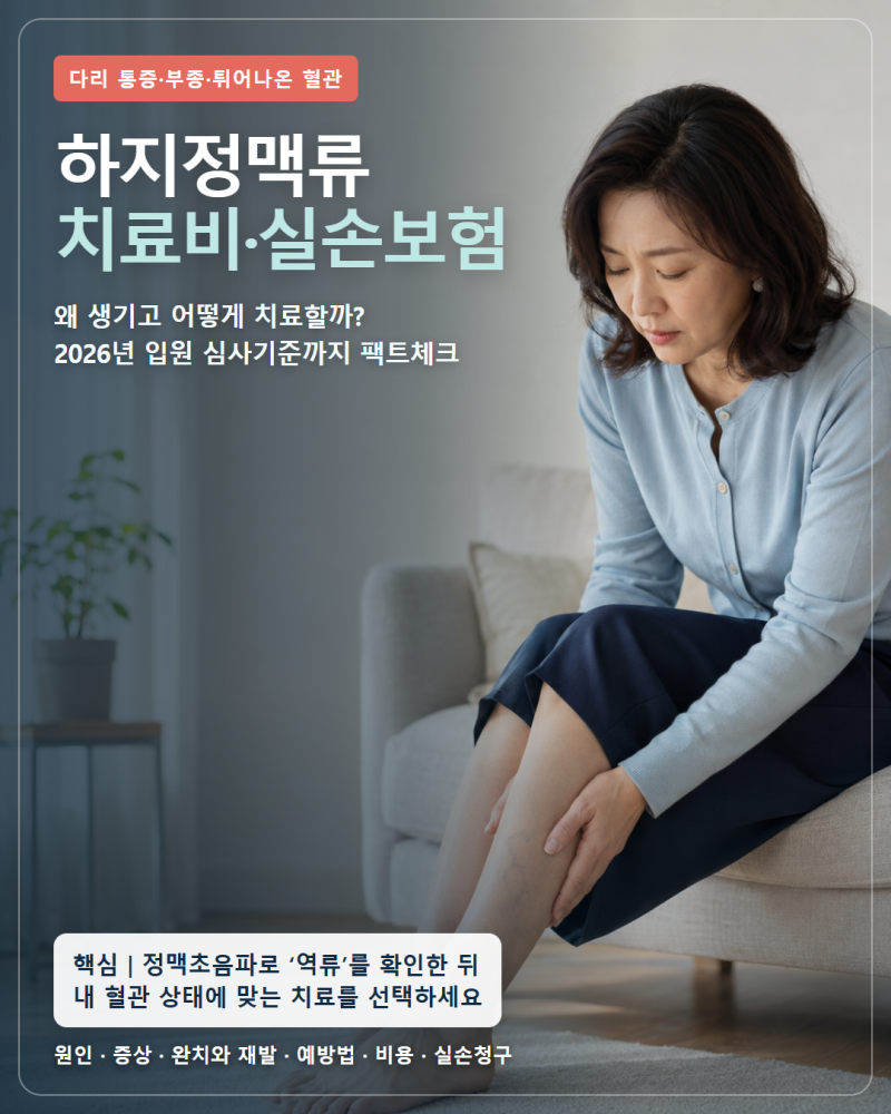 하지정맥류, 치료하면 완치될까? 원인·증상·치료비와 2026년 실손보험 심사기준까지