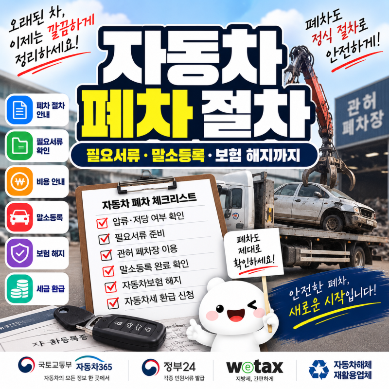 자동차 폐차 절차｜필요서류·말소등록·보험 해지까지