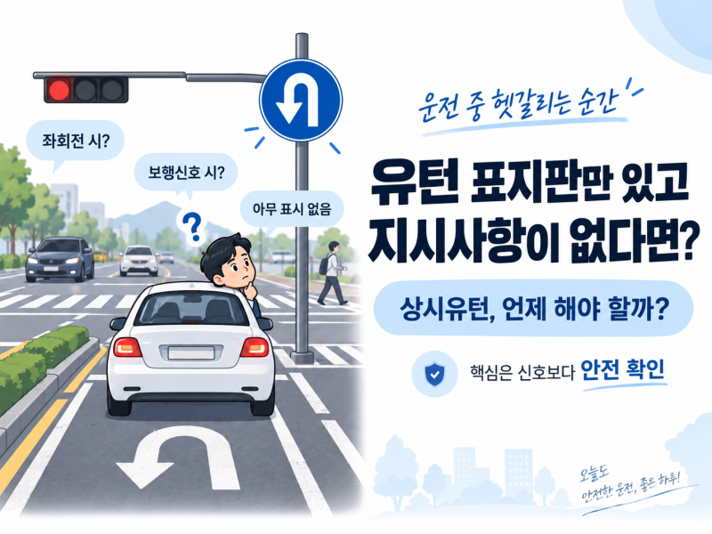 유턴 표지판만 있고 보조표지가 없다면 언제 유턴해야 할까?