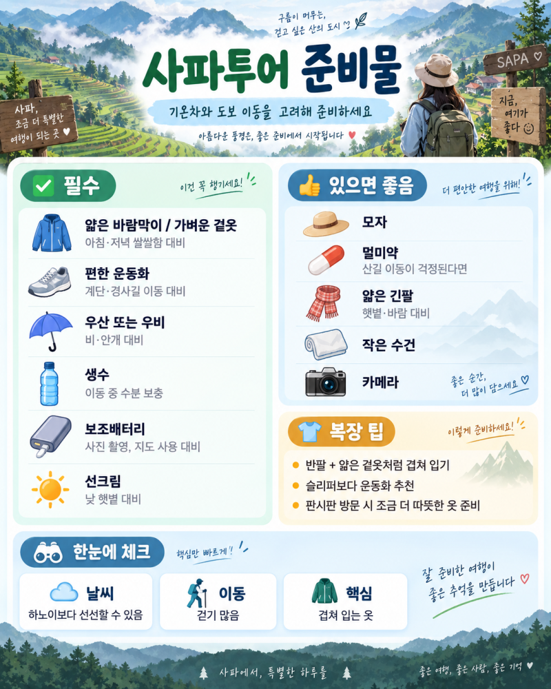 베트남 북부 투어 준비물 총정리｜사파투어·하노이 시내투어·닌빈투어·하롱베이투어 무엇....