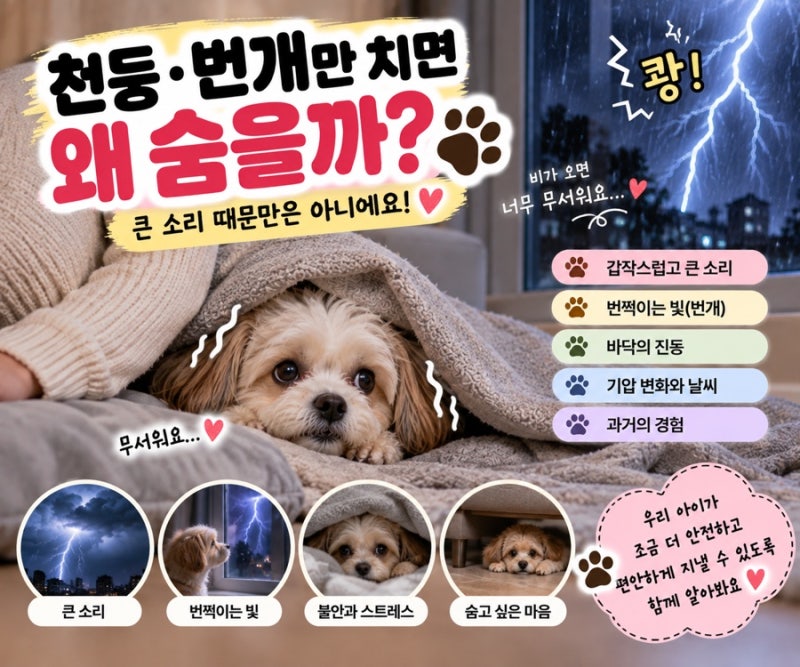 강아지가 천둥·번개를 무서워하는 이유｜떨고 숨을 때 보호자가 해야 할 행동