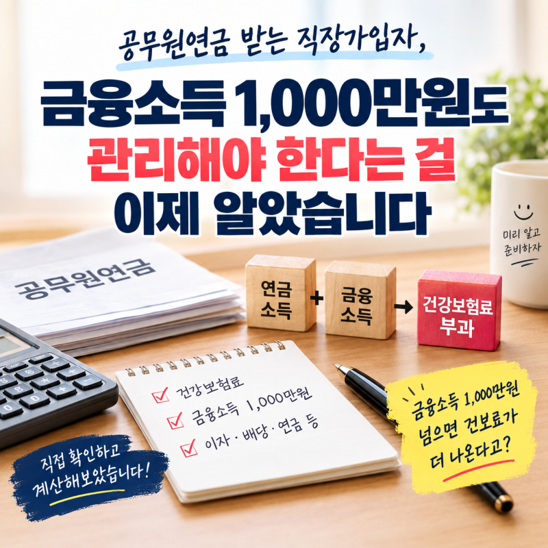공무원연금 받는 직장가입자, 금융소득 1000만원도 관리해야 한다는 걸 이제 알았습니다