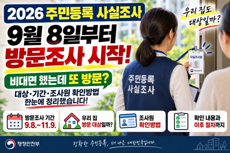 2026 주민등록 사실조사 방문조사｜비대면 했는데 또 방문? 대상·조사원 확인방법