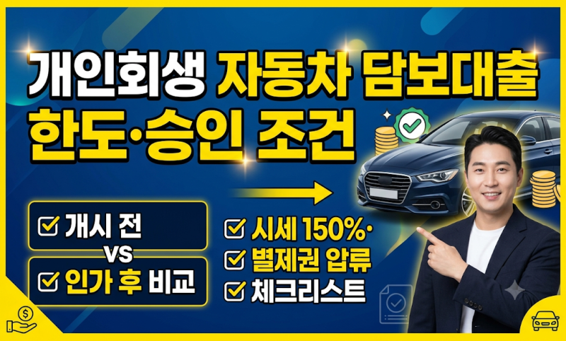 개인회생 중 자동차 담보대출 한도 및 인가 전후 승인 조건 총정리