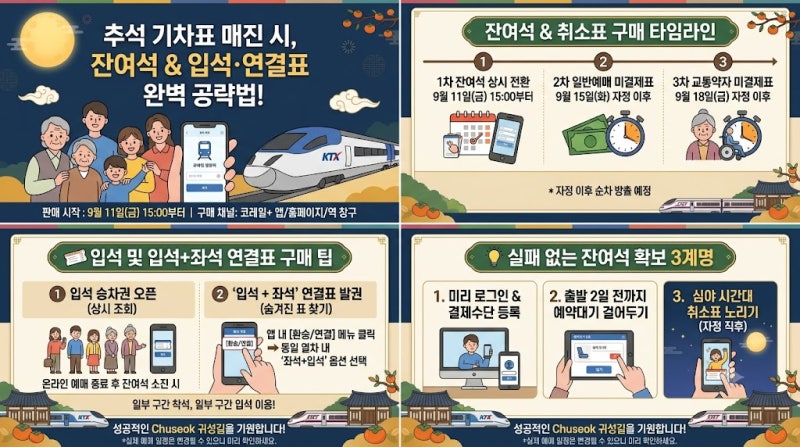 코레일 추석 잔여석 예매 일정 및 입석·입석+좌석 연결표 구매법